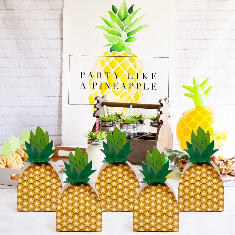 OurWarm 24pcs Pineapple Favor Boxes Small 3D Pineapple Gift Boxes for Tropical Hawaiian Themed Party Decorations, Goodie Boxes for Luau BBQ Summer Beach Pool Fruit Candy Boxes Party Favors - Image 2